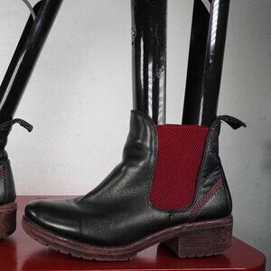Women's Bueno Black Leather Ankle High Red Fashion Leather Boots Booties 9.5